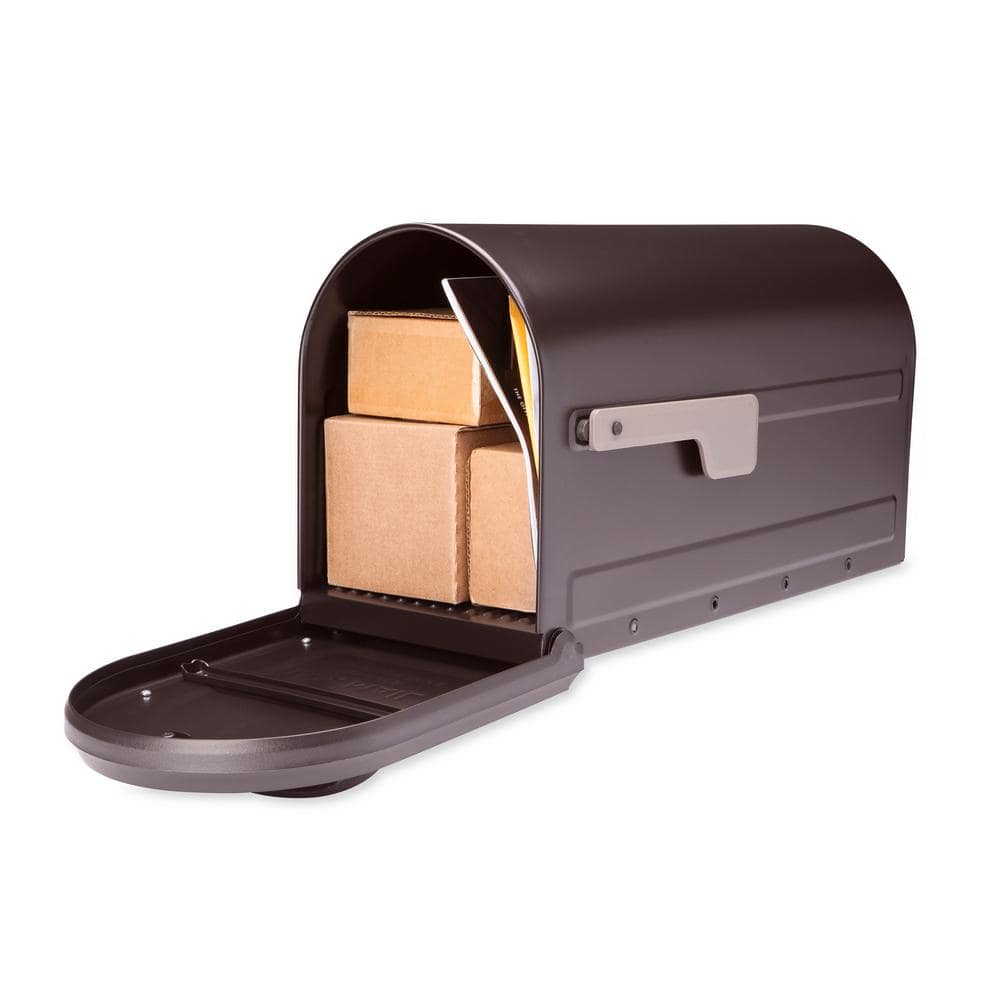 Mapleton Large Rubbed Bronze Steel Post Mount Mailbox