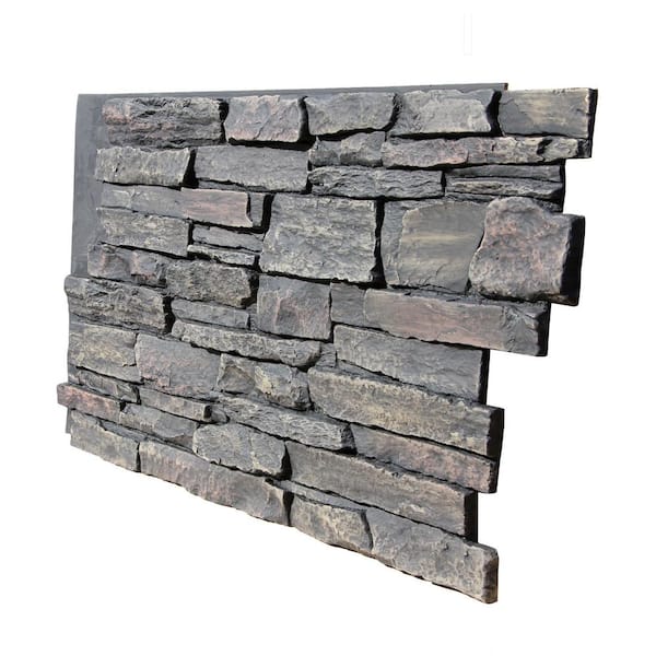 TRITAN BP Ledge Stone 48 in. x 24.25 in. Polyurethane Interlocking Siding Panel in Volcanic Ash