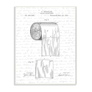 "Toilet Paper Roll Patent Black And White Bathroom Design"by Lettered and LinedWood Abstract Wall Art 19. x 13.