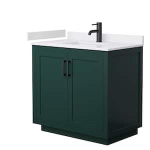 Miranda 36 in. W x 22 in. D x 33.75 in. H Single Bath Vanity in Green with White Cultured Marble Top