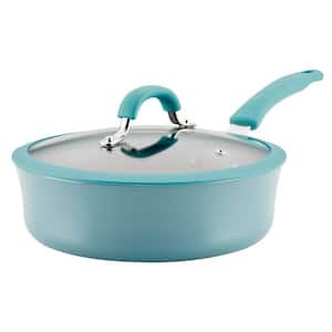 Cook + Create 3 qt. Aluminum Nonstick Saute Pan with Lid in Agave Blue