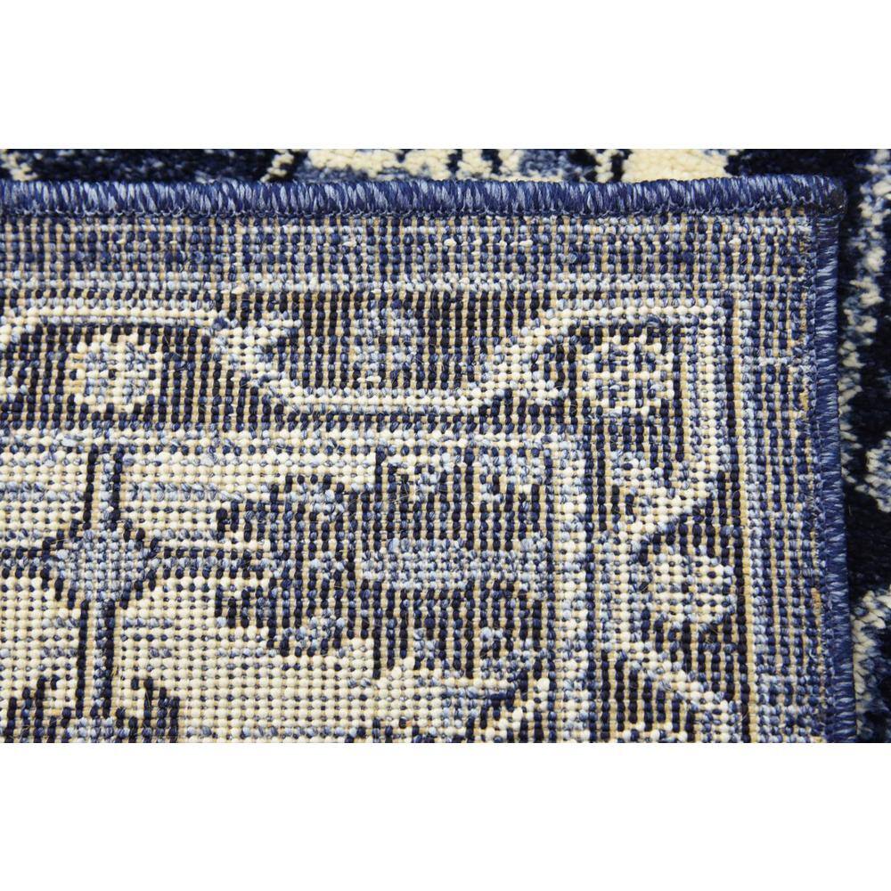Coastal Blue Ivory Easy Care Rectangular Synthetic Rug