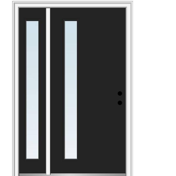 MMI Door 51 in. x 81.75 in. Viola Clear Low-E Left-Hand Inswing 1-Lite Midcentury Painted Steel Prehung Front Door with Sidelite