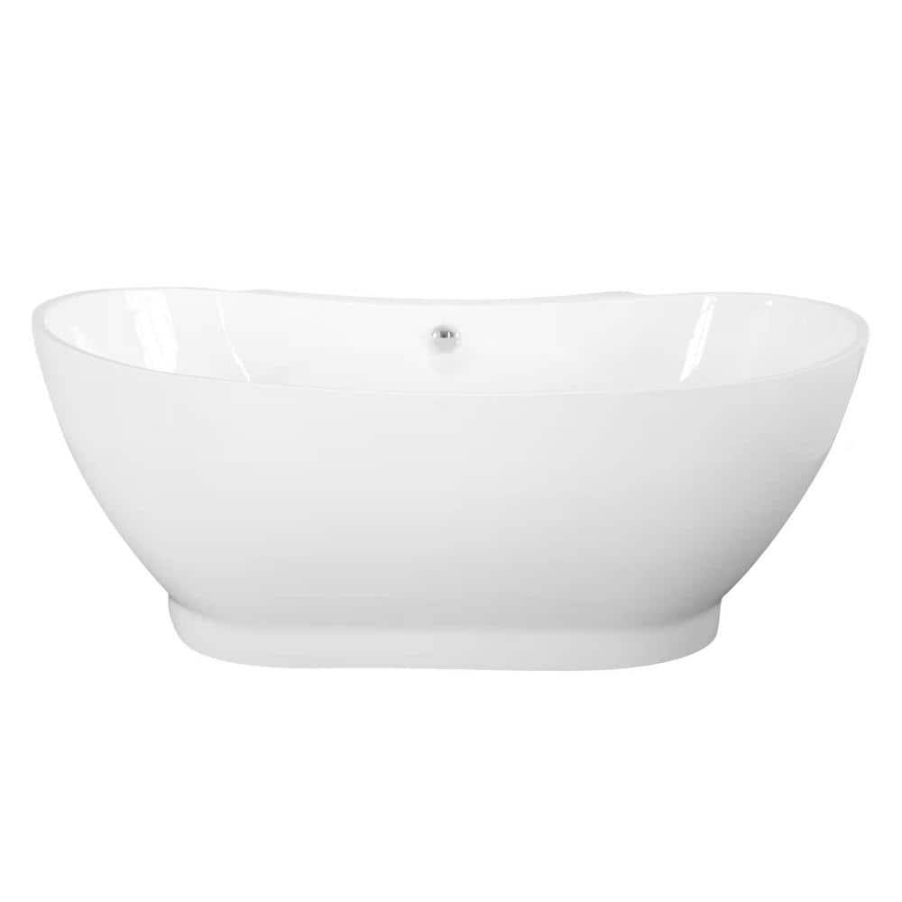 71 in. Acrylic Freestanding Bathtub in White, White High-gloss acrylic - A&E Bath and Shower Angela
