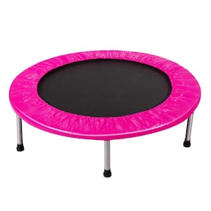 38 in. Pink Folding Mini Trampoline Fitness Rebounder with Safety Pad