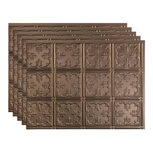 Fasade 18.25 in. x 24.25 in. Traditional #10 Vinyl Backsplash Panel in Argent Bronze (5-Pack)