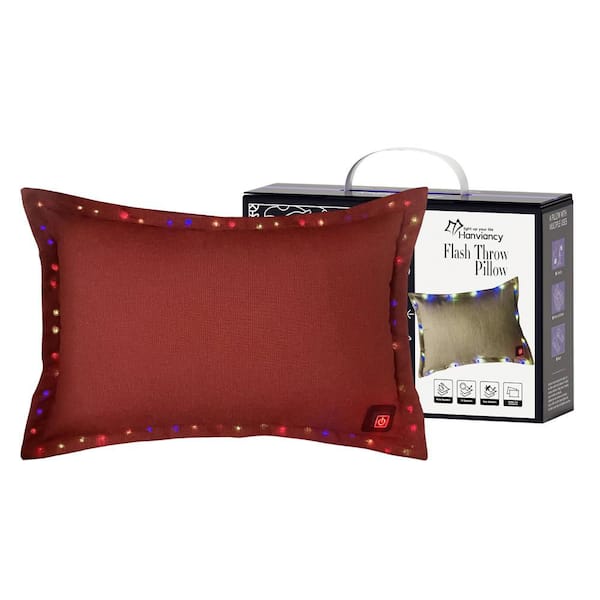 Rectangle Outdoor Throw Pillow with Led Lighting Edge-Red