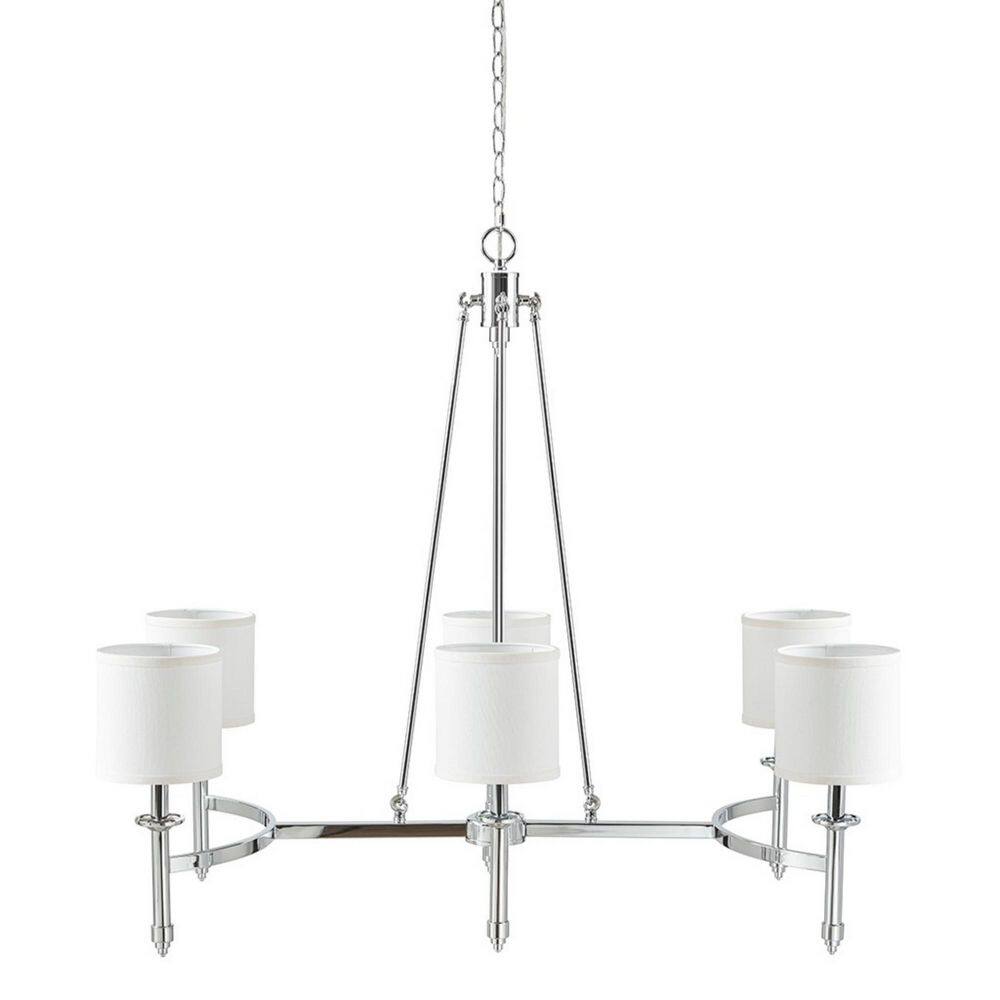 LuxeGlow Series 6-Light Chrome Chandelier with Curved Metal Frame and White Shades for Dining Room(No Bulbs) price history on PriceWatchPro