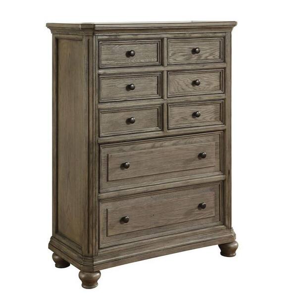 William's Home Furnishing Armus 55.5 in. 8-Drawers Wire-Brushed Gray Transitional Style Chest of Drawers