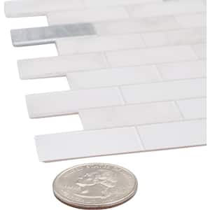 Small White and Silver Aluminum Subway 10.78 in. x 10.7 in. Metal Peel and Stick Tile (6.41 sq. ft./8-Pack)