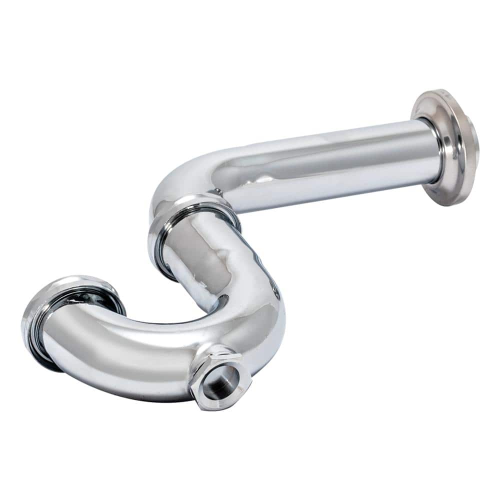 Chrome Brass 1-1/2" P-Trap with Flange and Cleanout