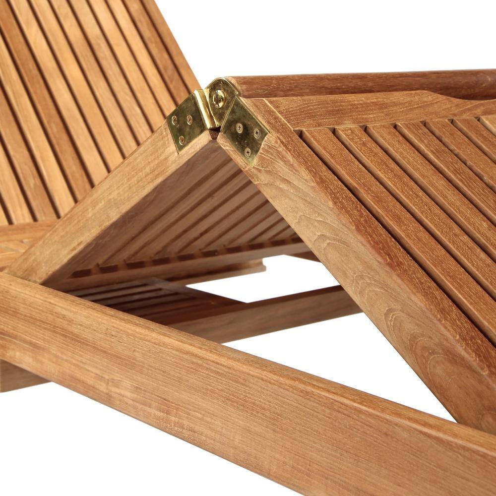 Adjustable Teak Armless Outdoor Chaise Lounger