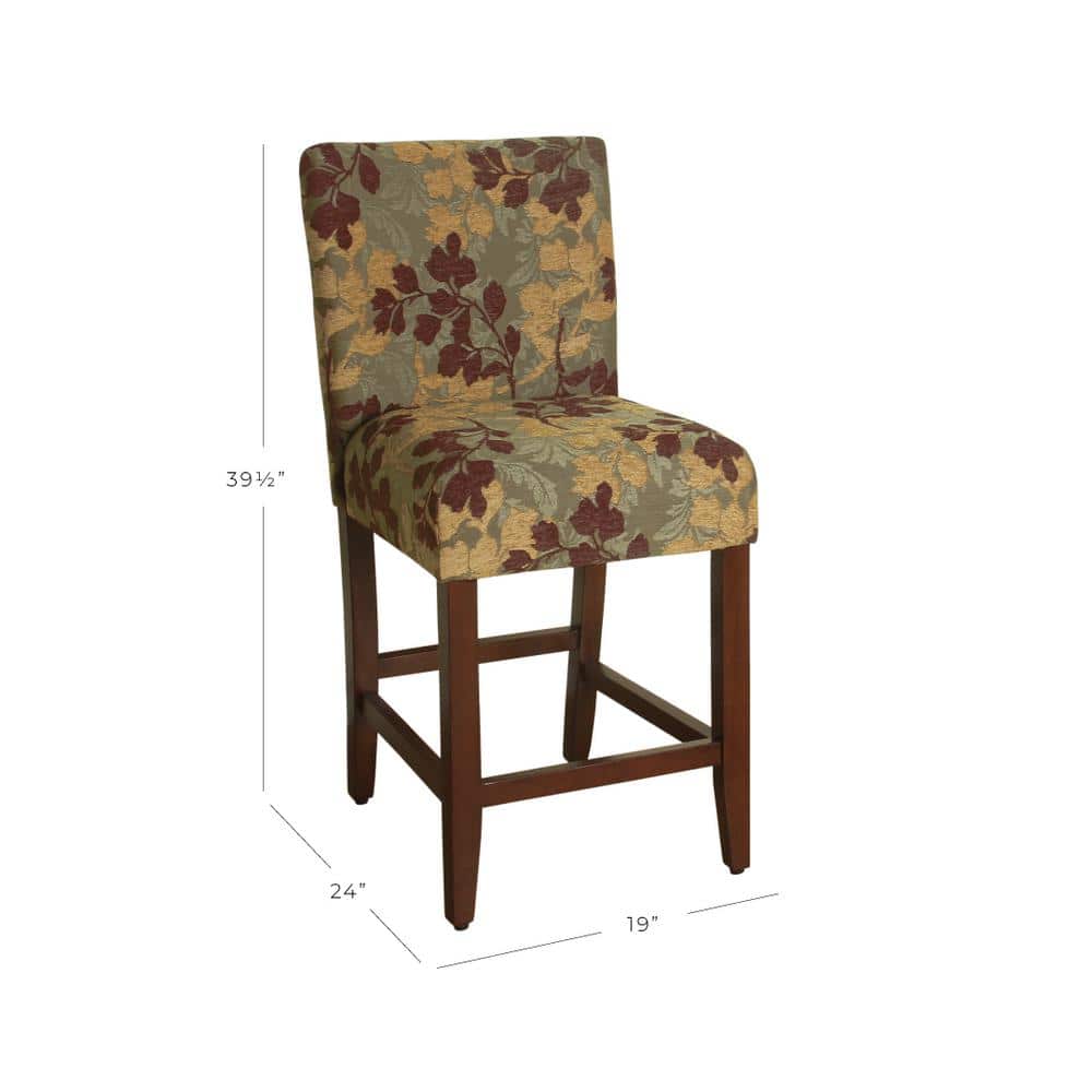 24" Brown and Sage Upholstered Counter Height Barstool