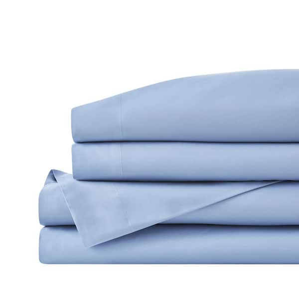 StyleWell Brushed Soft Microfiber Washed Denim Blue 4-Piece Full Sheet Set