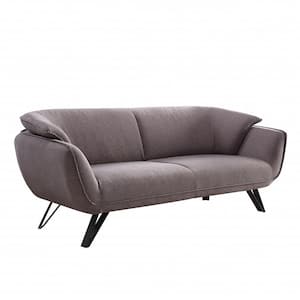 Amelia 78 in. Rolled Arm Linen Rectangle Sofa in Gray