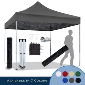 10 ft. L x 10 ft. L Gray Commercial Steel Instant Canopy Pop-Up Tent Adjustable Legs.