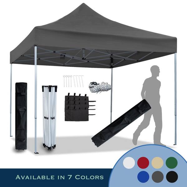 LAUREL CANYON 10 ft. L x 10 ft. L Gray Commercial Steel Instant Canopy Pop-Up Tent Adjustable Legs.