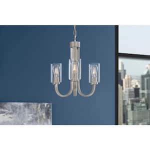 Kendall Manor 3-Light Brushed Nickel Dining Room Chandelier with Clear Glass Shades