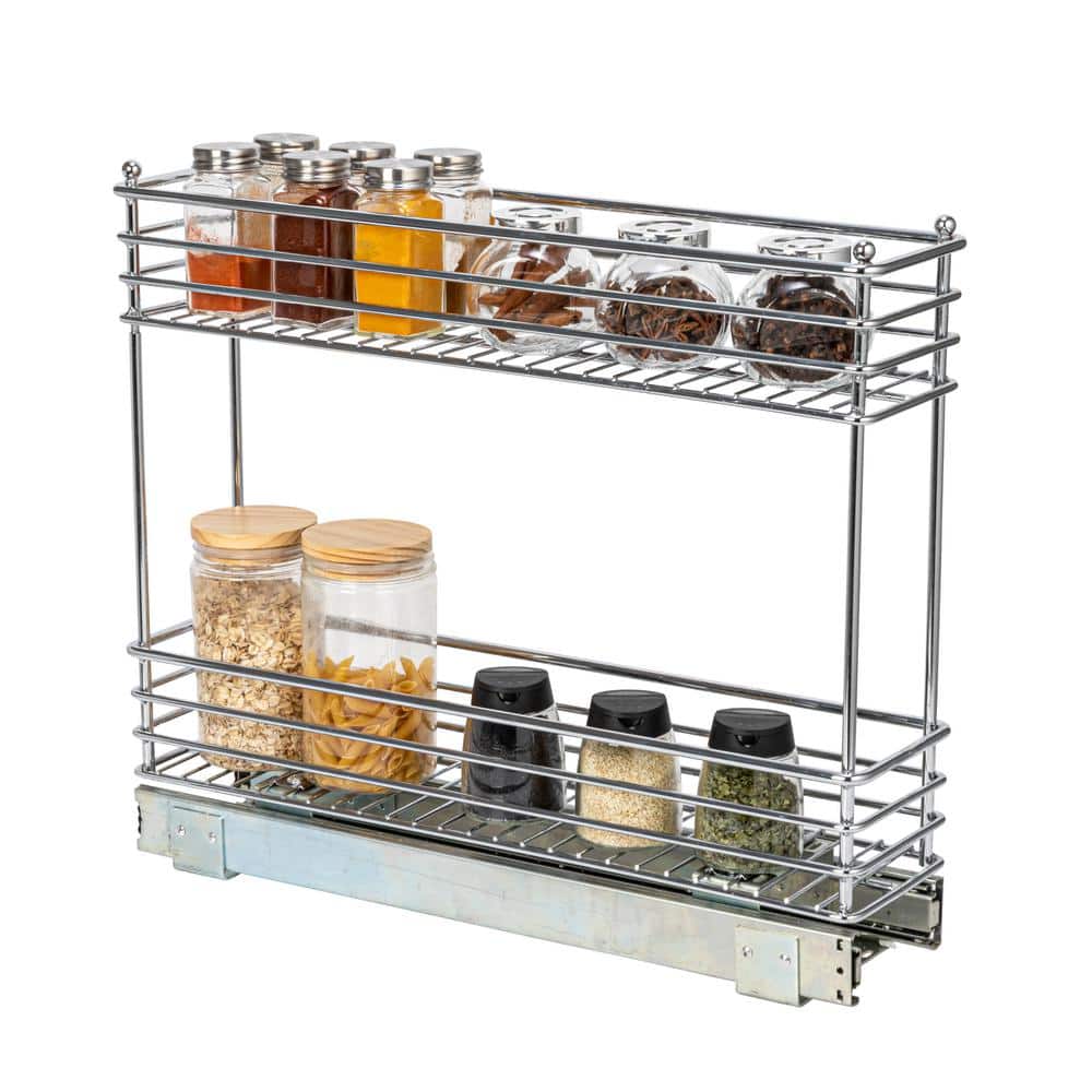  Household Essentials Narrow Sliding Cabinet Organizer, Two Tier  Organizer, Matte Black, Great for Slim Cabinets in Kitchen, Bathroom and  More, 5 : Everything Else