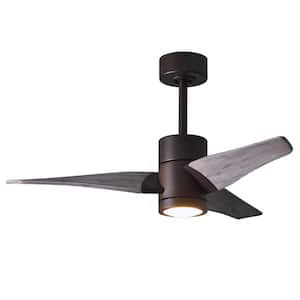 Super Janet 42 in. LED Indoor/Outdoor Damp Textured Bronze Ceiling Fan with Light with Remote Control, Wall Control