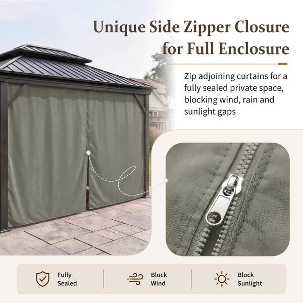 Kimunuk 10 ft. x 10 ft. Universal Outdoor Privacy Curtains, Gazebo