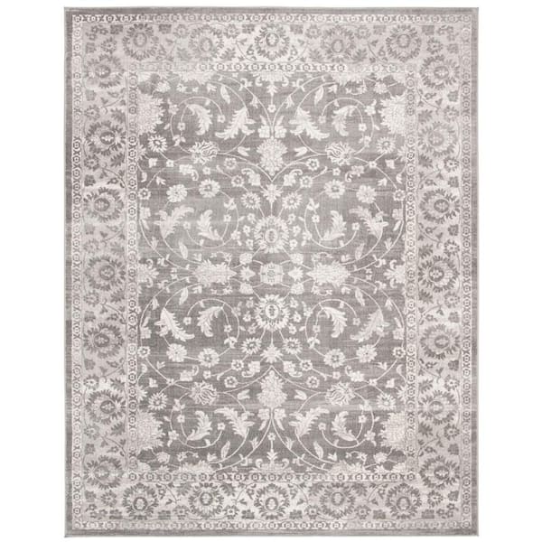 SAFAVIEH Brentwood Cream/Gray 10 ft. x 13 ft. Floral Border Area Rug