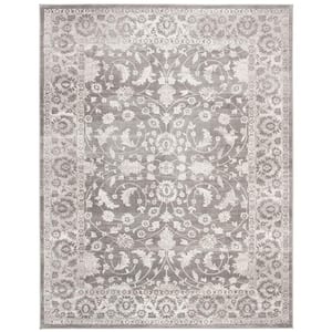 Brentwood Cream/Gray 8 ft. x 10 ft. Floral Border Area Rug