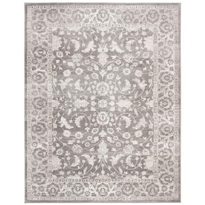 Brentwood Cream/Gray 9 ft. x 12 ft. Floral Border Area Rug