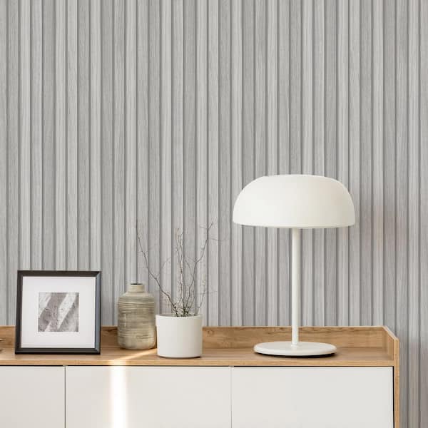 Wooden Slats Grey Peel and Stick Wallpaper