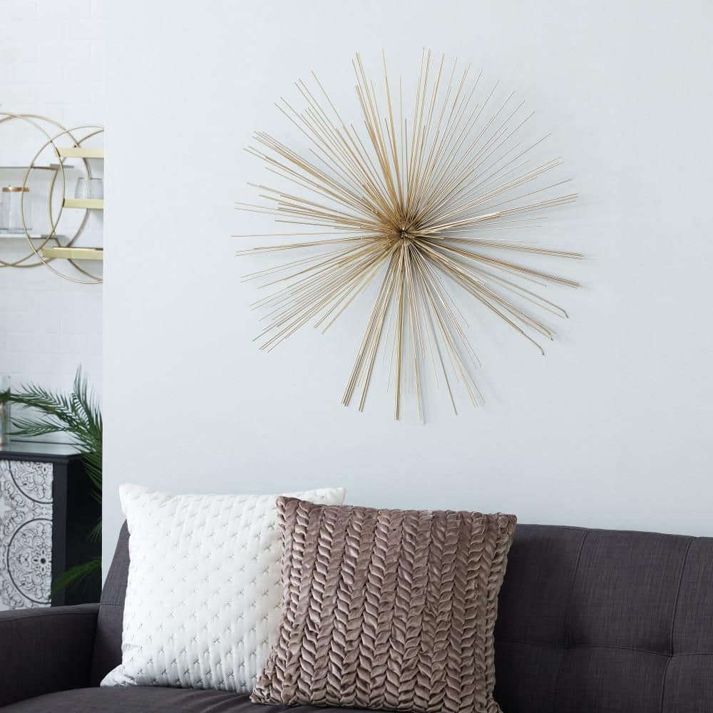 Gold Metal Starburst 3D Wall Sculpture for Modern Homes
