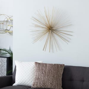 32 in. x  32 in. Metal Gold 3D Starburst Wall Decor