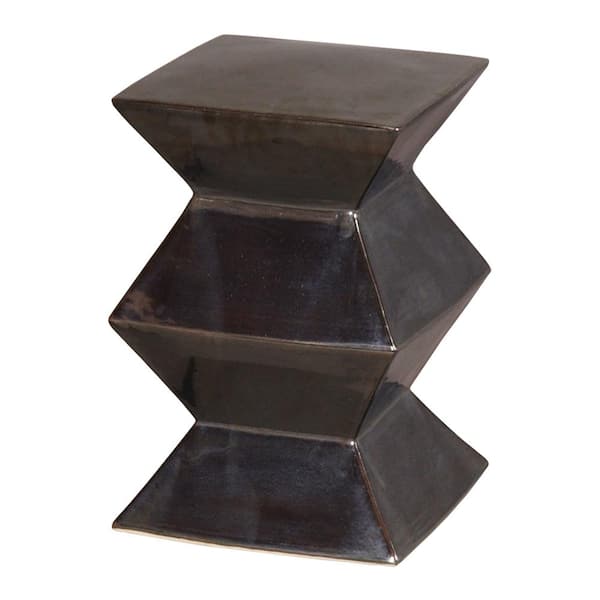 Emissary Zigzag 18 in. H Metallic Square Ceramic Garden Stool