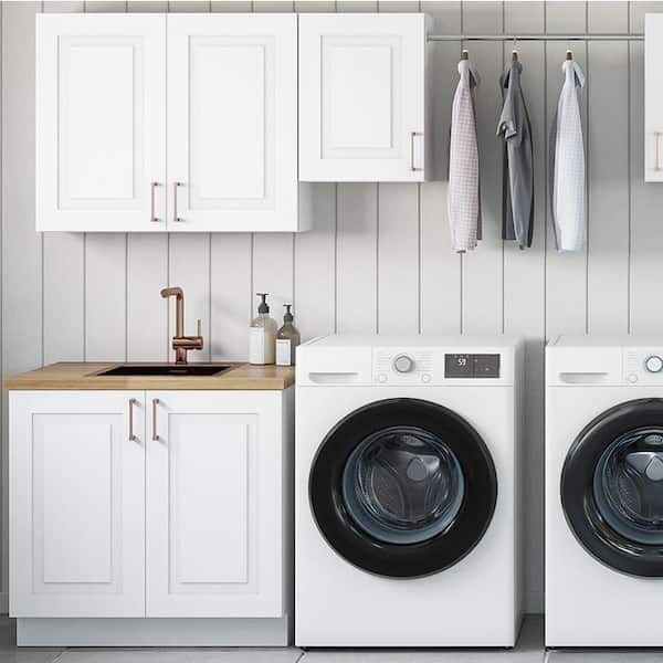 Greenwich Verona White 34.5 in. H x 36 in. W x 24 in. D Plywood Laundry Room Sink Base Cabinet with 1 Shelf