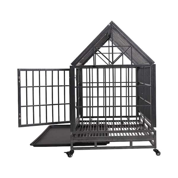 Tangkula 3-Door Folding Dog Crate, Soft Kennel with Removable Pad & Metal Frame, L