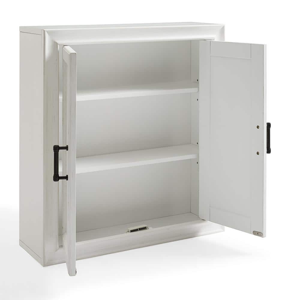 Tara Vintage White Pine Wall Cabinet with Antique Bronze Hardware