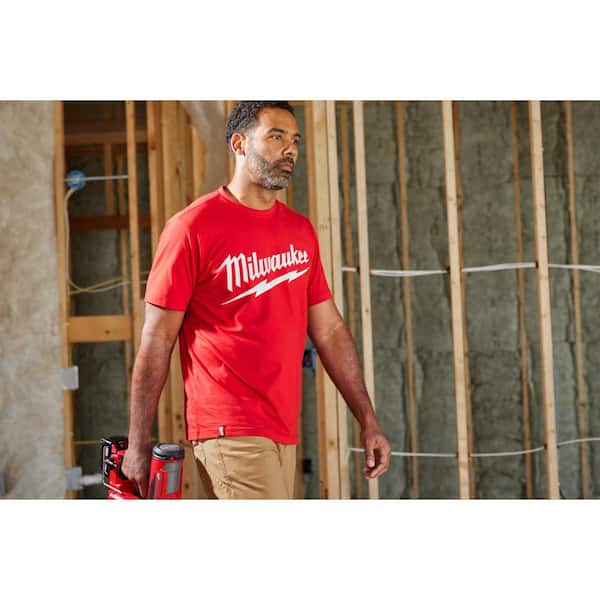 Milwaukee Men's Small Red Heavy-Duty Short-Sleeve T-Shirt 607R-S