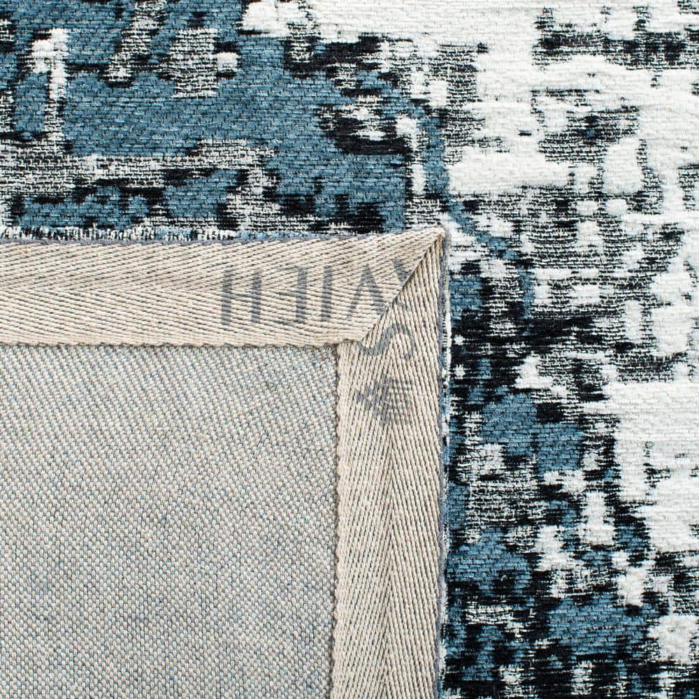Navy and Ivory 8' x 10' Cotton Chenille Area Rug