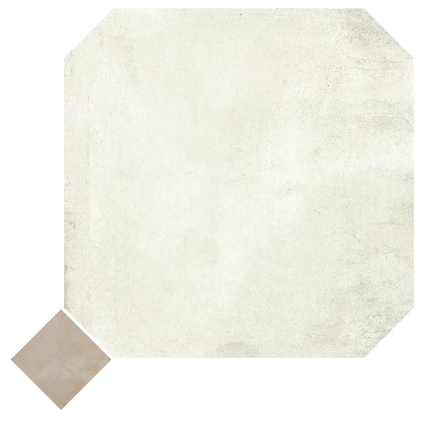 Merola Tile Laverton Octagon Nieve with Taco Arena 8 in. x 8 in. Porcelain Floor and Wall Take Home Tile Sample