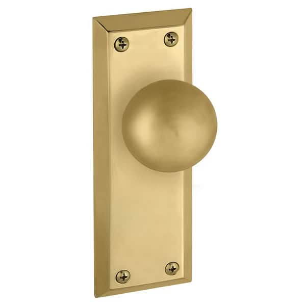 Grandeur Fifth Avenue Polished Brass Plate with Privacy Knob