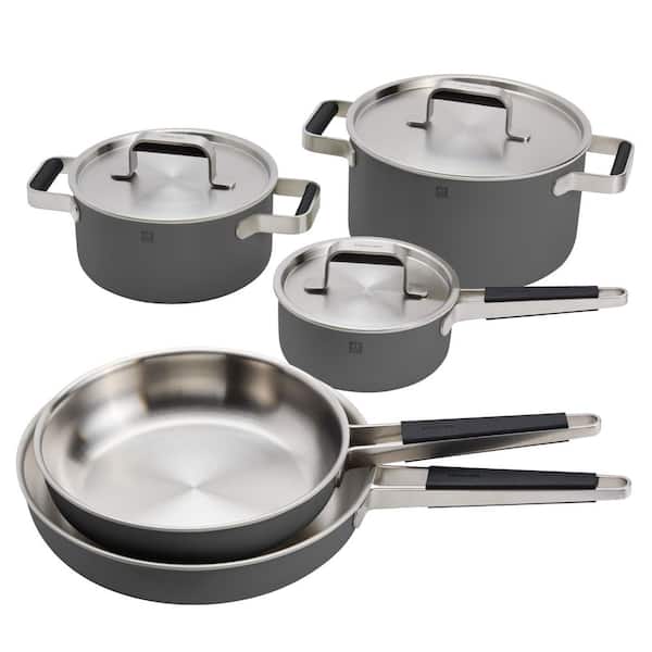 8-pc Grey Stainless Steel Cookware Set