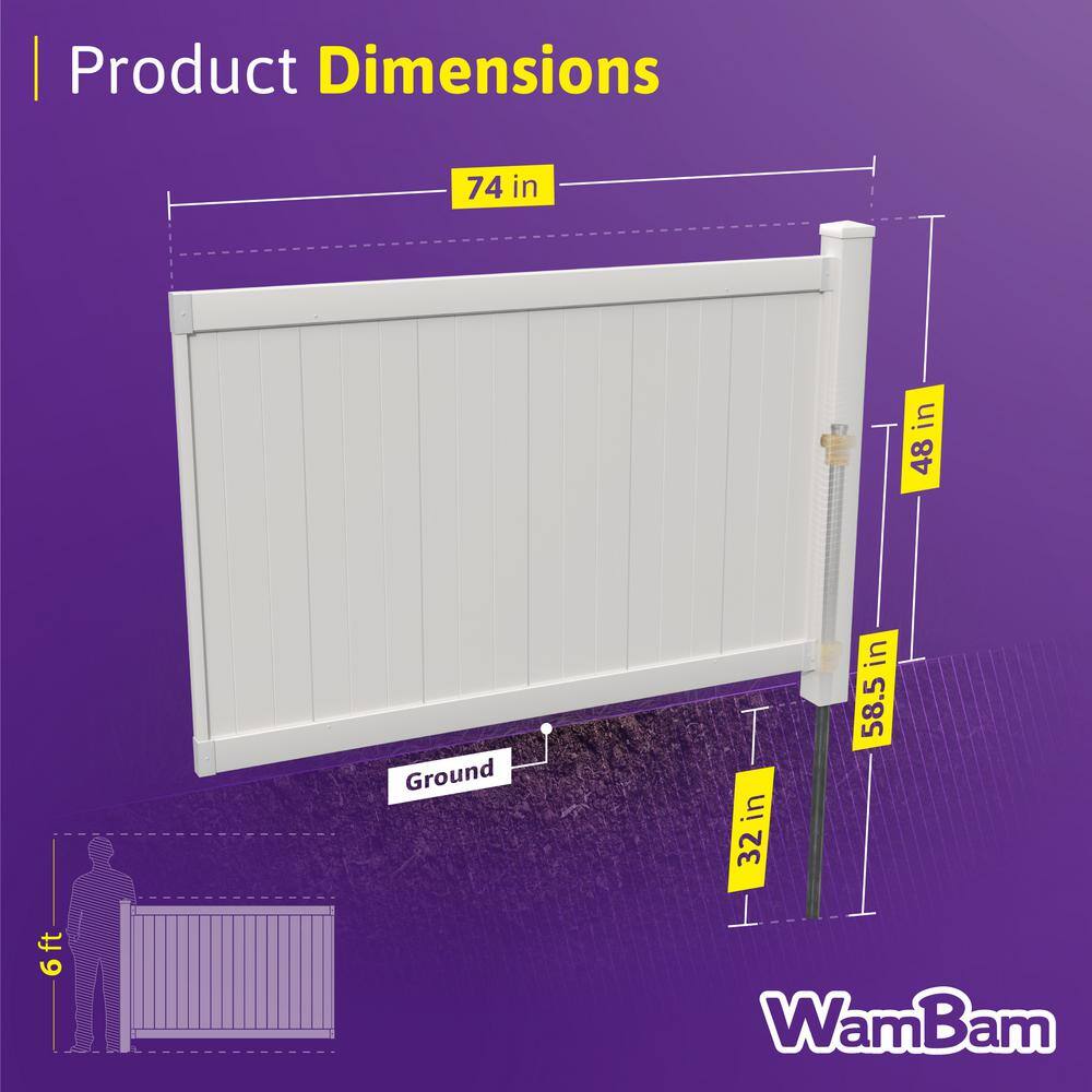 Westport White Vinyl 4 ft x 6 ft Privacy Fence Panel Kit