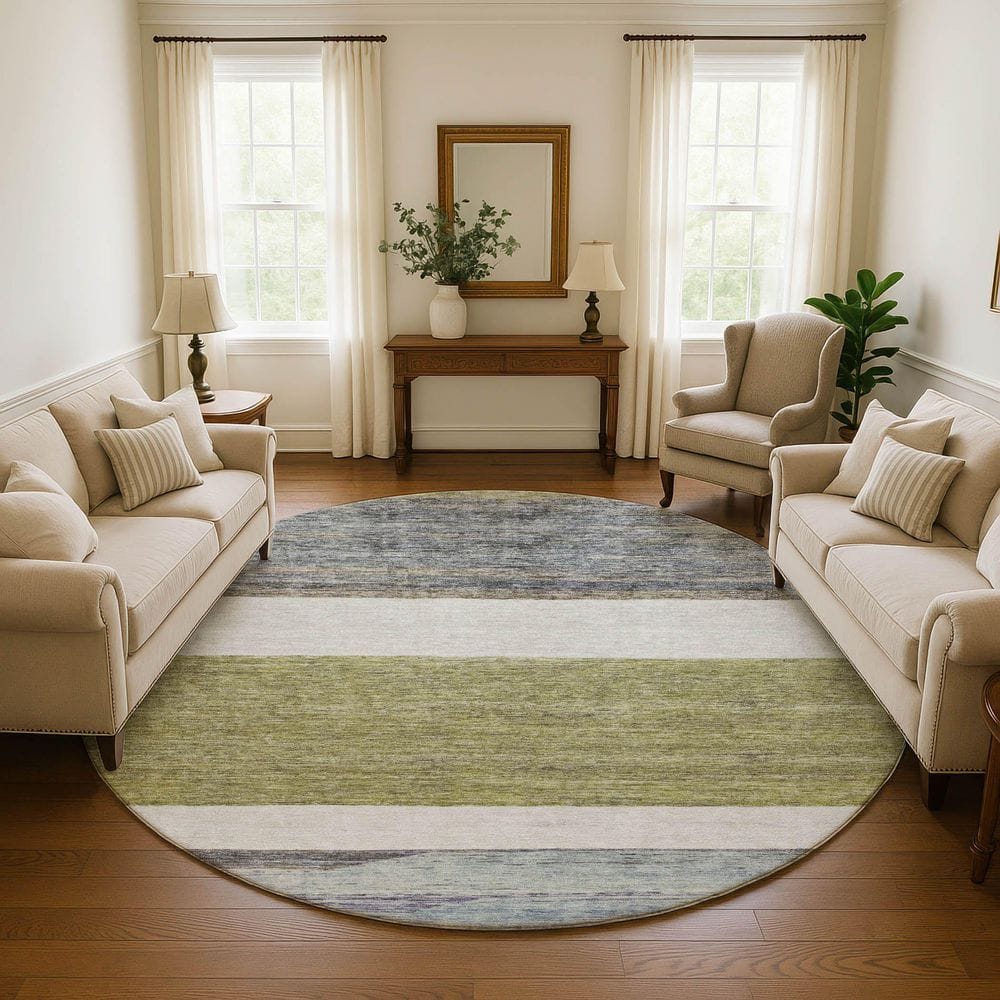 Mayfield Premium Machine Washable Abstract AMF1624 Aloe 8 ft. x 8 ft. Round Rug price history on PriceWatchPro