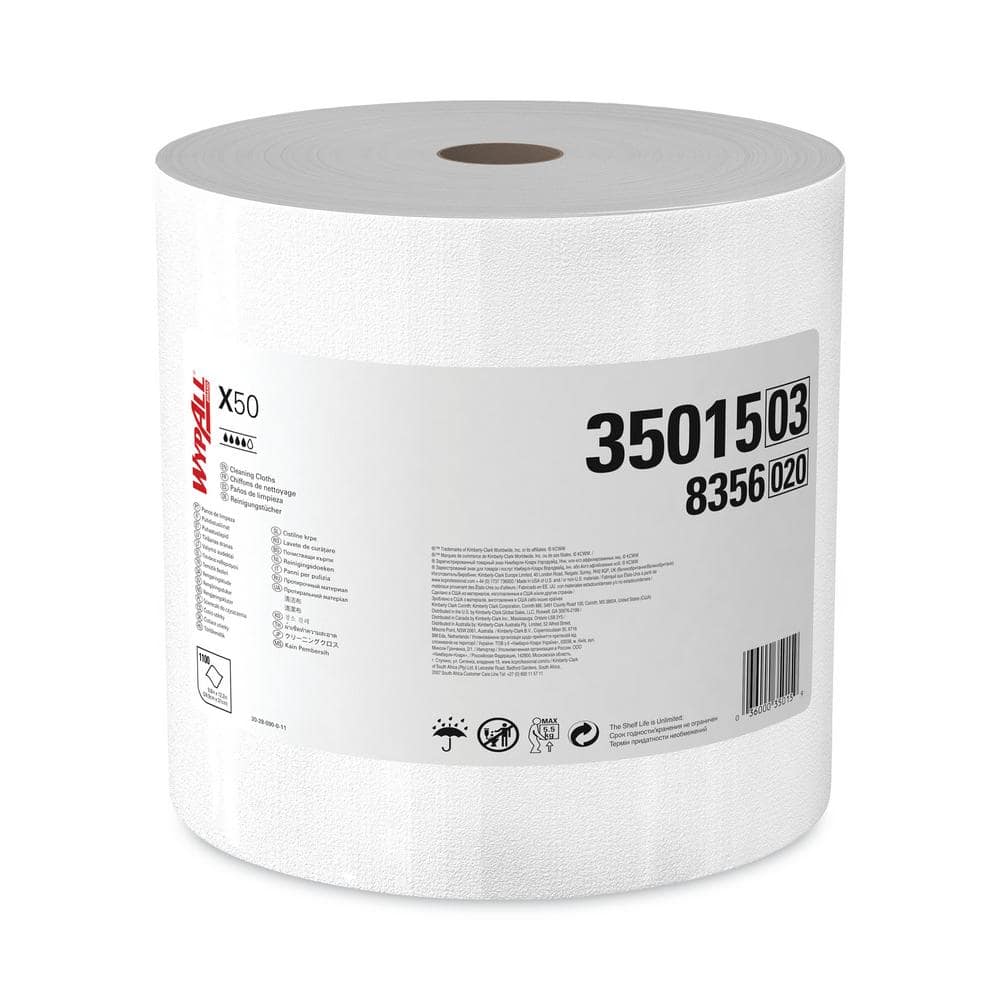 Wypall X50 Disposable Cloths (35015)  Jumbo Roll  9.8 x 13.4  White  1 100 Sheets per Roll