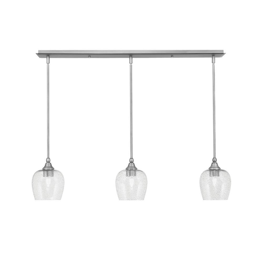 Livingston 100-Watt 3-Light Nickel Shaded Pendant Light with 6 in. Smoke Bu