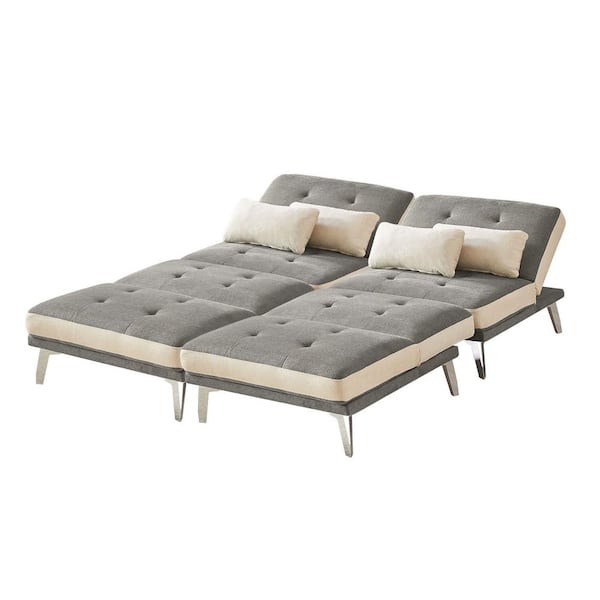 Unbranded 73 in W Light Brown Fabric Modular Sectional Convertible Sofa Bed for Living Room