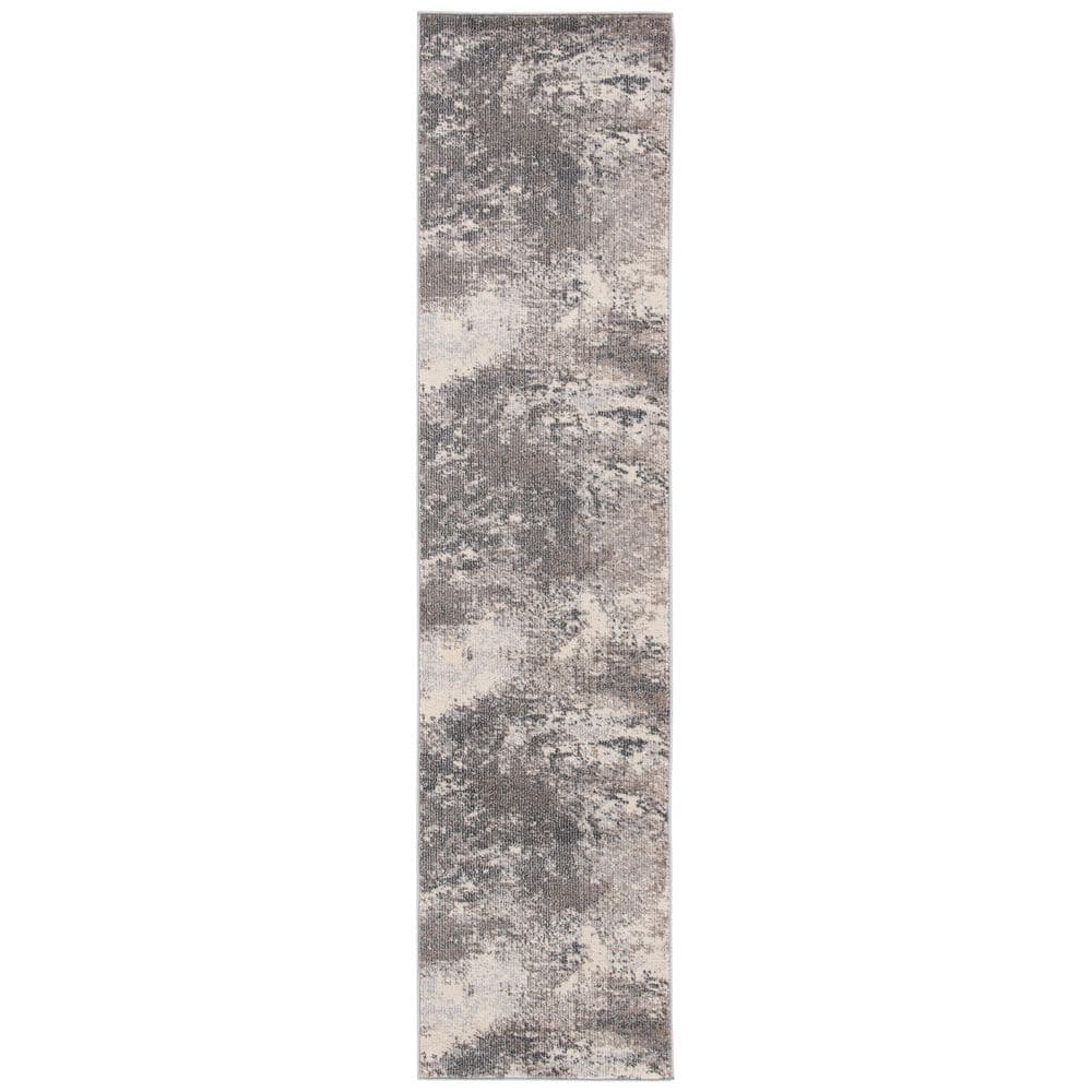 Elegant Madison Beige/Grey Synthetic Runner Rug - 2' x 8'