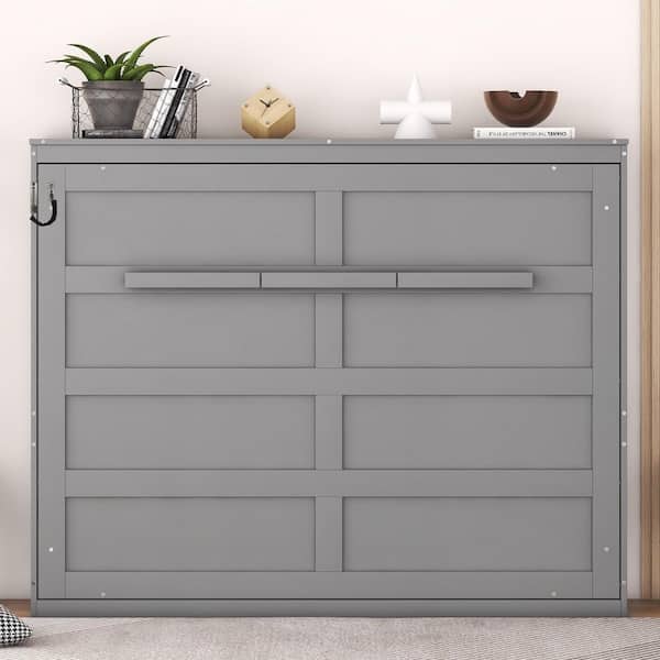 Gray Wood Frame Full Murphy Bed