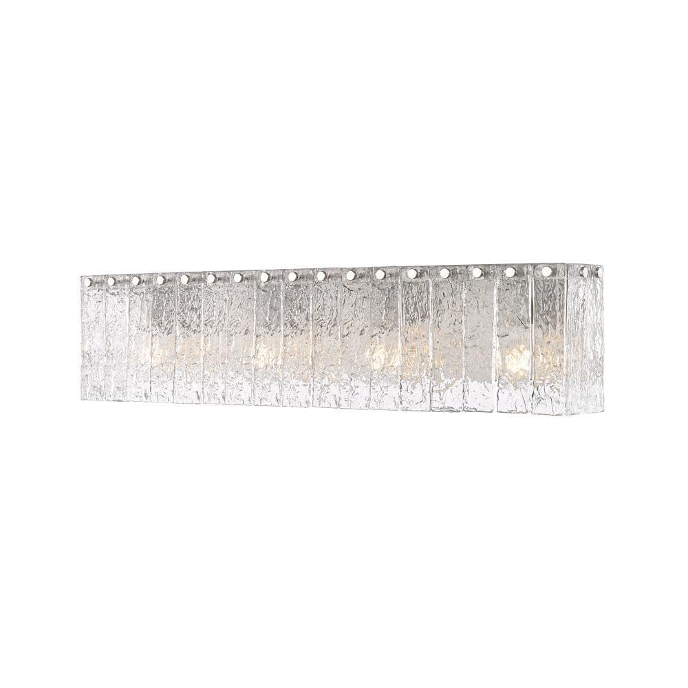 Glacier 31.25 in. 4 Light Brushed Nickel Vanity Light with Clear Glass Shad