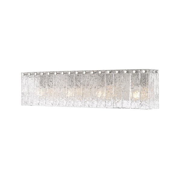 Glacier 31.25 in. 4 Light Brushed Nickel Vanity Light with Clear Glass Shades