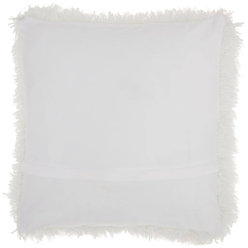 Ultra-Plush White Shaggy 14" x 20" Throw Pillow Set with Shimmering Yarn Accents